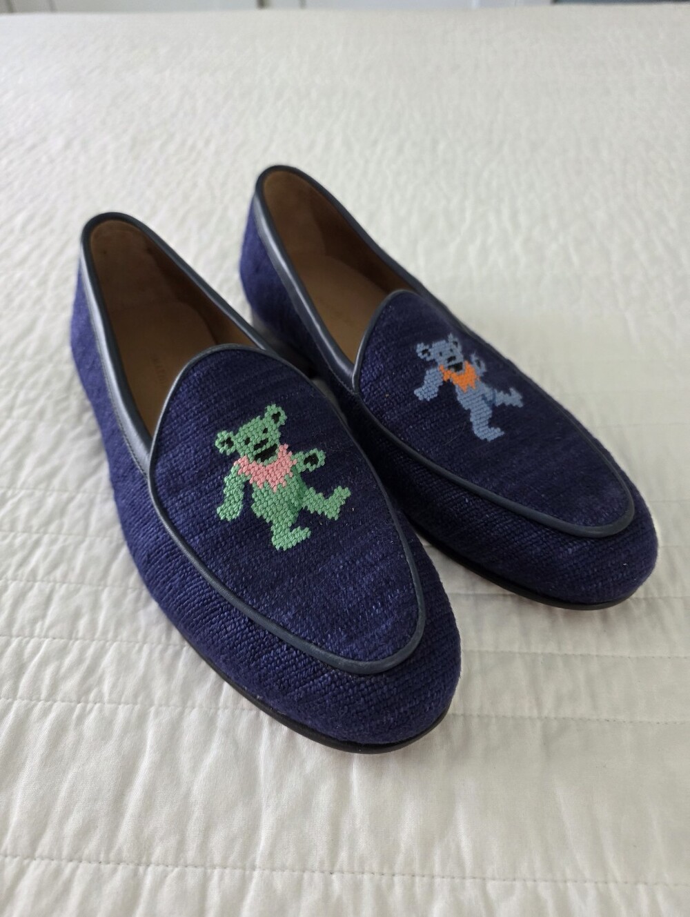 Smathers & Branson Needlepoint Loafers Dancing Bears 8.5M Slipon